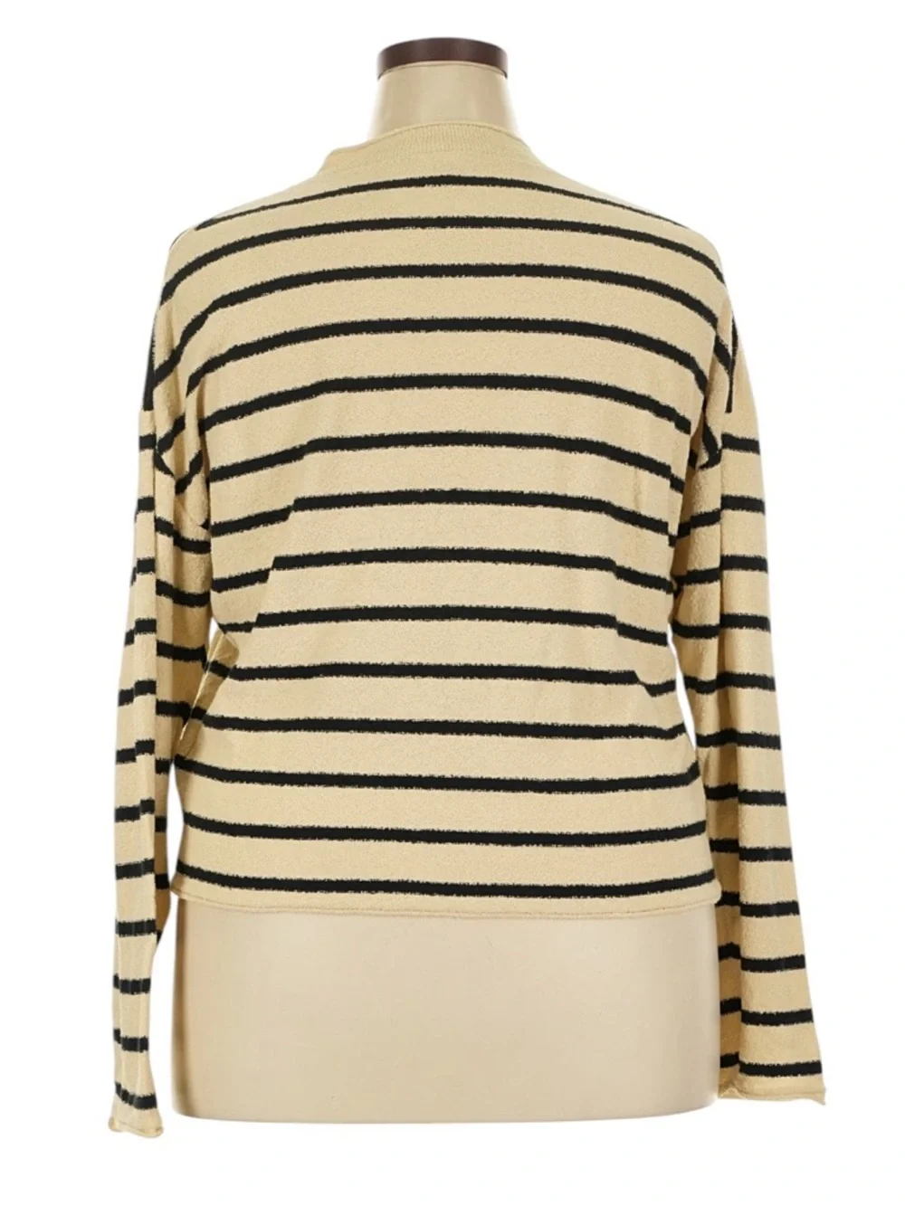 J. Crew Cropped Boucle Rollneck Sweater in Stripe Size XXL Tan Black Nautical